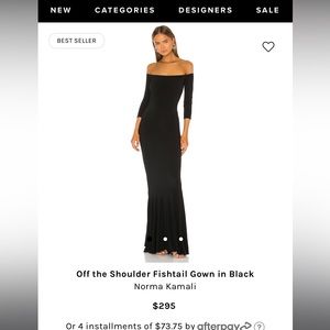 Norma Kamali Black Fishtail Gown - Size S - Worn Once - Perfect Condition